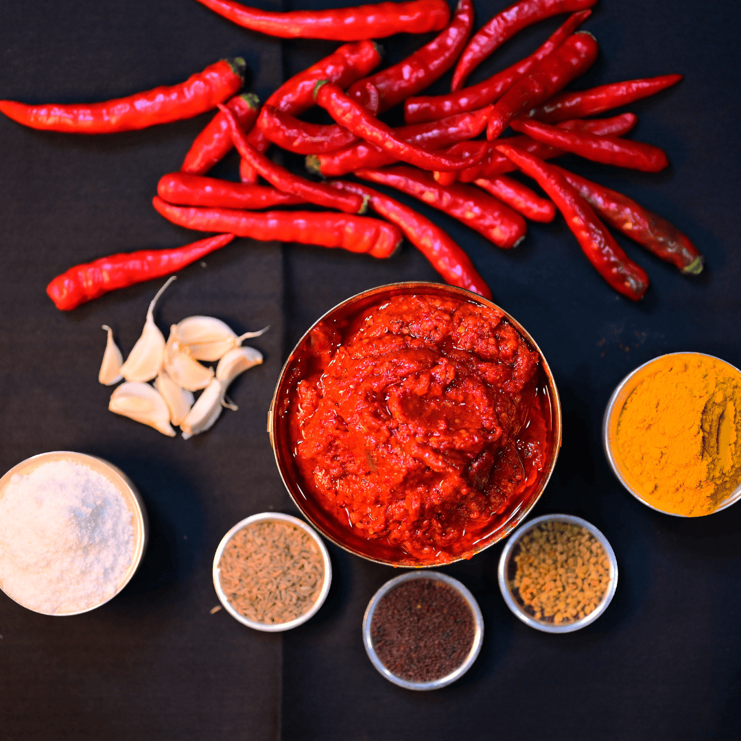 Lal Mirchi Ka Achar, also known as Pandu Mirchi Pachadi